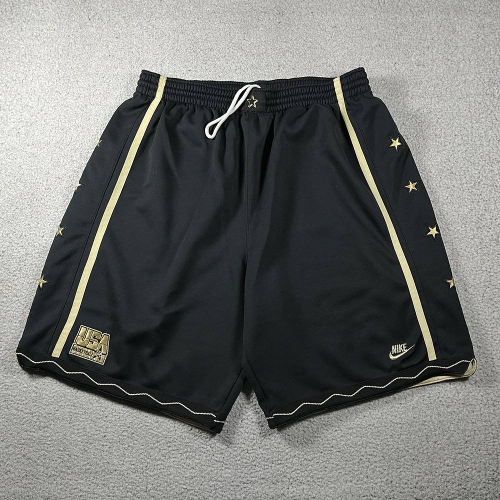 Team USA Basketball Shorts Mens XL Nike Black Gold Dream Team Vintage 90s